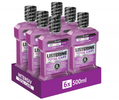 LISTERINE Total Care Tooth Protection 6 x 500 ml Ополаскиватель для полости рта для взрослых (Италия),  раствор, комплексная защита зубов и десен 6 в 1, антибактериальный, свежий мятный аромат Набор 6 шт х 500 мл (3000 мл)