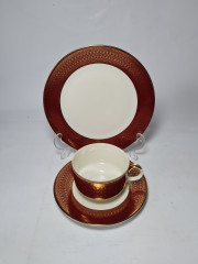 Scherzer Bavaria Бело-красное кофейное трио с позолоченным узором, Германия, 1960-70гг.