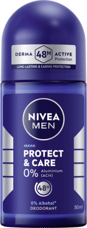 NIVEA MEN Protect & Care Deodorant Roll-On, 50 ml, Нивеа Мужской дезодорант ролик, пантенол, 0% алюминия, 0% спирта, аромат NIVEA MEN Creme, 48ч защита, 50 мл