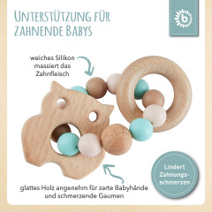 bieco Eule Greifling Holz Natur mit Silikon Kugel Baby Beissring 9cm Greifring Beissringe Игрушка для захвата совы из натурального дерева с силиконовым шариком