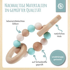 bieco Eule Greifling Holz Natur mit Silikon Kugel Baby Beissring 9cm Greifring Beissringe Игрушка для захвата совы из натурального дерева с силиконовым шариком