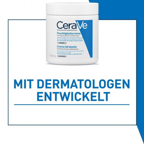 CeraVe Moisturising Cream for Body and Face, Cream for Dry to Very Dry Skin, Увлажняющий крем CeraVe для тела и лица для сухой и очень сухой кожи, с гиалуроновой кислотой и 3 незаменимыми церамидами, подходит для людей, страдающих нейродермито