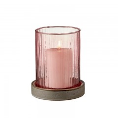 Bitz Bitz Kusintha - Glas pink / grey Windlicht mit LED-Kerze h: 17 cm Bitz Kusintha - стеклянный розово-серый фонарь со светодиодной свечой h: 17 см