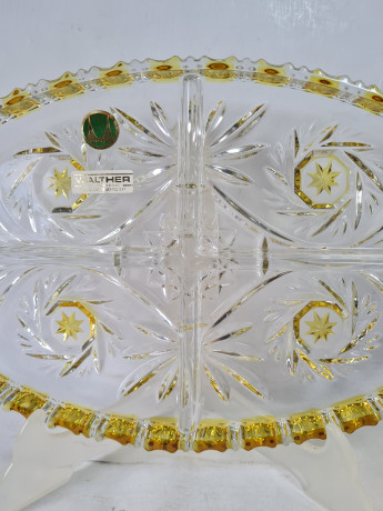 Поднос винтажный Walther Glas / Hochglanz, овальный, стекло, 31 x 19 x 4 см, Германия, 1960-70гг.