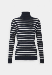 Tommy Hilfiger CABLE ROLL SWEATER Jumper blue/off white СВИТЕР CABLE ROLL Джемперы синий/белый