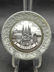 Тарелка декоративная винтажная Im Stil Bavaria &quot;Бамберг&quot;, олово, 10.5 см, Германия, 1970-80гг.