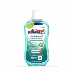 Odol med 3 Mundspulung antibakteriell Pflege & Schutz 500ml x 3st, Ополаскиватель для полости рта антибактериальный, защита и уход, с фтором, без спирта, 500 мл x 3шт