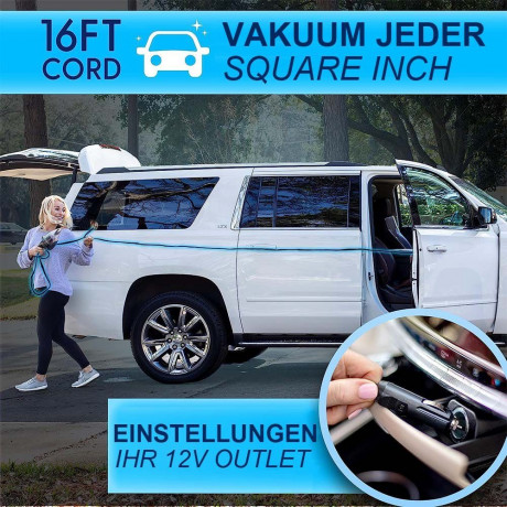 TUABUR TUABUR Akku-Handstaubsauger Kabelloser Auto-Staubsauger, tragbarer Mini-Handstaubsauger, 4500PA, Nass- und Trockeneinsatz, mit LED-Beleuchtungsfunktion, mit wiederaufladbarem Akku und 3 Aufsatzen mit 60-W-Motor  Беспроводной ручной пылесос TUABUR Б