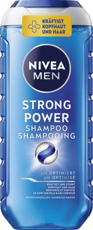 NIVEA MEN Strong Power Shampoo, 250 ml, Нивеа Мужской шампунь укрепляющий, морские минералы, сила и объём, 250 мл