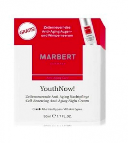 Marbert (Марберт) Anti-Aging Care Nachtpflege Ночной Крем для лица YouthNow!, Geschenkset Подарочный набор: Zellerneuernde Anti-Aging Nachtpflege Ночной Крем для лица 50 мл + Zellerneuerndes Anti-Aging Augen- und Wimpernserum 15 мл / 1 шт.