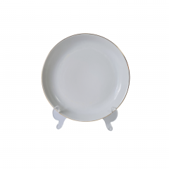 Тарелка сервировочная винтажная Hutschenreuther Im Stil, белый фарфор с золотой каймой, 21,5 x 3 см, Германия, 1960-1970гг.