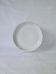 Тарелка сервировочная винтажная Hutschenreuther Im Stil, белый фарфор с золотой каймой, 21,5 x 3 см, Германия, 1960-1970гг.