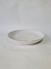 Тарелка сервировочная винтажная Hutschenreuther Im Stil, белый фарфор с золотой каймой, 21,5 x 3 см, Германия, 1960-1970гг.