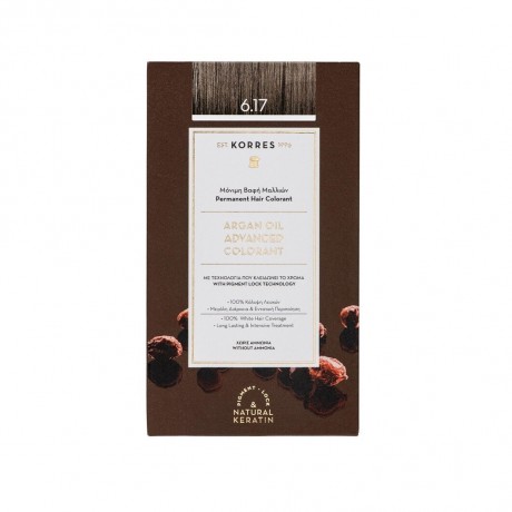 KORRES ARGAN OIL Hochentwickelte Haarcoloration Dark Blonde Beige / Dunkelblond Beige 6.17 145 ml ARGAN OIL Усовершенствованная краска для волос Темно-русый Бежевый 6.17