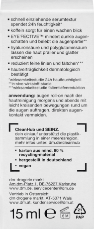 SEINZ. Augen Roll-on energy effect, 15 ml, Мужской роликовый уход для кожи вокруг глаз Energy Effect с гиалуроновой кислотой, 15 мл