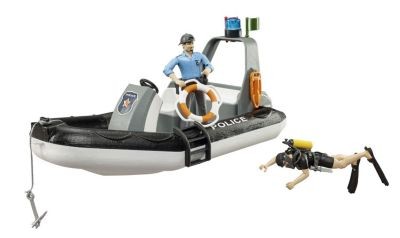 Bruder bworld Polizei Schlauchboot mit Licht und zwei Figuren Полицейская лодка bworld со светом и двумя фигурками