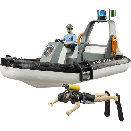 Bruder bworld Polizei Schlauchboot mit Licht und zwei Figuren Полицейская лодка bworld со светом и двумя фигурками