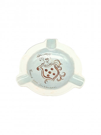 Пепельница винтажная Gerold Bavaria "Герб рыцаря Франца фон Зиккингена", фарфор, 9.5 см, Германия, 1960-70гг.