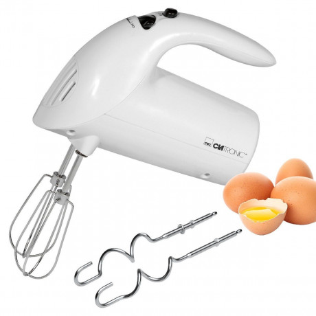 CLATRONIC CLATRONIC Handmixer HM 3014, starker 250W Handmixer, 5 Stufen, Edelstahl, Weiss Ручной миксер CLATRONIC HM 3014, мощный ручной миксер мощностью 250 Вт, 5 уровней, нержавеющая сталь, белый