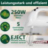 CLATRONIC CLATRONIC Handmixer HM 3014, starker 250W Handmixer, 5 Stufen, Edelstahl, Weiss Ручной миксер CLATRONIC HM 3014, мощный ручной миксер мощностью 250 Вт, 5 уровней, нержавеющая сталь, белый