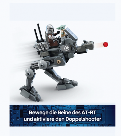 LEGO Star Wars 75444 конструктор AT-RT и база (Дания), 297 деталей, шагоход из Мандалорца с минифигурками и Grogu