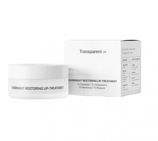 Transparent Lab Overnight Restoring Lip Treatment, 15ml, Ночная маска для губ восстанавливающий бальзам для губ, от сухости и трещин, с керамидами и пантенолом, 15 мл