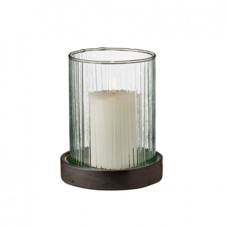 Bitz Bitz Kusintha - Glas green / black Windlicht mit LED-Kerze h: 17 cm Bitz Kusintha - Стеклянный зеленый/черный фонарь со светодиодной свечой, высота: 17 см