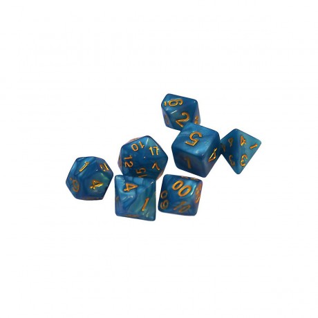 dice4friends 7-tlg. RPG Wurfelset Pearl: Ocean\/Gold 7 шт. RPG Dice Set Жемчуг: Океан/Золото