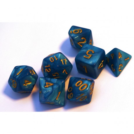dice4friends 7-tlg. RPG Wurfelset Pearl: Ocean\/Gold 7 шт. RPG Dice Set Жемчуг: Океан/Золото