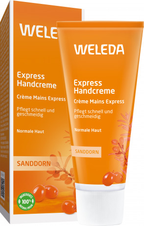 Weleda SANDDORN Express Handcreme, 50 ml, Быстро впитывающийся крем для сухой кожи рук с облепиховым и кунжутным маслами, 50 мл