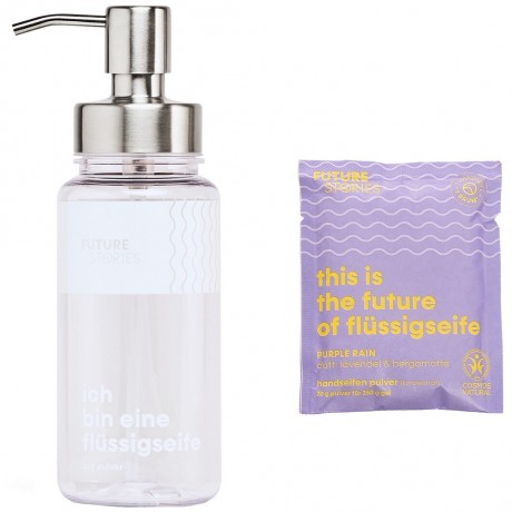 FUTURE STORIES Starterset Flussigseife Pulver Lavendel & Bergamotte inkl. Pumpspender Стартовый набор жидкого мыла лаванда и бергамот, включая дозатор-помпу