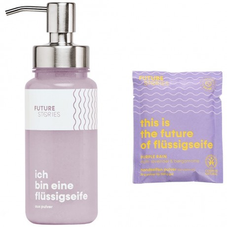 FUTURE STORIES Starterset Flussigseife Pulver Lavendel & Bergamotte inkl. Pumpspender Стартовый набор жидкого мыла лаванда и бергамот, включая дозатор-помпу