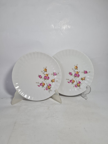 Тарелка винтажная Wundsiedel Bavaria с розочками, 2 шт., 19 см, Германия, 1970-80гг.