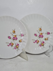 Тарелка винтажная Wundsiedel Bavaria с розочками, 2 шт., 19 см, Германия, 1970-80гг.