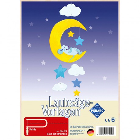 Pebaro Laubsagevorlage Mobile Maus auf dem Mond Шаблон листовки Мобильная мышь на Луне