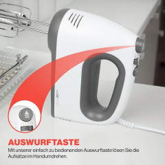 CLATRONIC CLATRONIC Handmixer HM 3775, mit kraftvollen 400 Watt-Motor, 5 Stufen  Ручной миксер CLATRONIC HM 3775, с мощным двигателем мощностью 400 Вт, 5 уровней