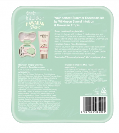 Hawaiian Tropic Summer Essential Giftset Подарочный набор «Все необходимое для лета»: Бритва Intuition Complete Mini + Крем для лица Hawaiian Tropic Glowing Protection SPF 50