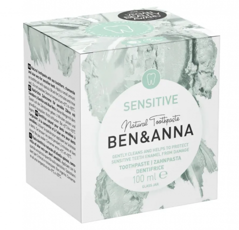 BEN&ANNA Zahnpasta Sensitive, Натуральная зубная паста  зубная паста для чувствительных зубов с ромашкой, алоэ и мятой, мягкое очищение и укрепление эмали, 100 мл