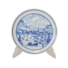 Тарелка декоративная винтажная Hutschenreuther, белый фарфор с рисунком в синих тонах &quot;На зимнем катке, 20 x 2,5 см, Германия, 1960-70гг.