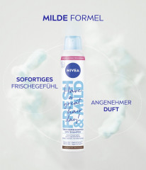 NIVEA Trockenshampoo Fresh &amp; Mild fur dunkle Haartone, 200 ml, Нивеа Сухой шампунь для тёмных волос, без остатков, веганский, 200 мл