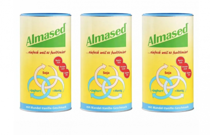 Almased Vitalkost Mandel-Vanille Pulver 500g x 6stk, Коктейль для похудения Almased Vitalkost Миндаль-Ваниль, протеиновый напиток для снижения веса, заменитель питания, белковая смесь