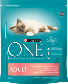 PURINA ONE Сухой корм для взрослых кошек с Лососем и Цельнозерновыми, 800 г