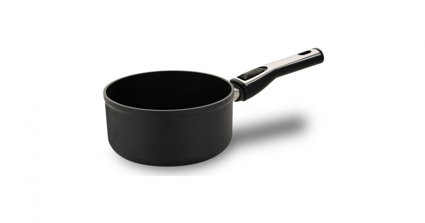 Cerafit Cerafit Plasma Stielkasserolle O 18cm, Topf schwarz, mit abnehmbarem Griff, Design-Glasdeckel schwarz Кастрюля Cerafit Plasma O 18см, черный горшок, со съемной ручкой, дизайнерская стеклянная крышка