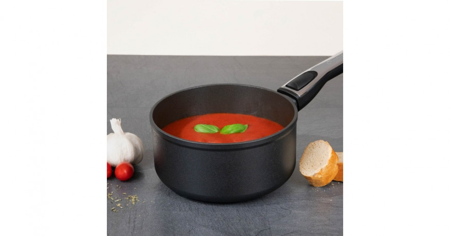 Cerafit Cerafit Plasma Stielkasserolle O 18cm, Topf schwarz, mit abnehmbarem Griff, Design-Glasdeckel schwarz Кастрюля Cerafit Plasma O 18см, черный горшок, со съемной ручкой, дизайнерская стеклянная крышка