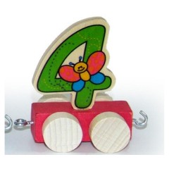 Holzdekoration Zahlenzug Ziffer 4 Деревянное украшение номер поезда цифра 4