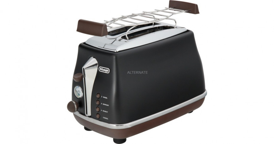 DeLonghi DeLonghi Toaster Icona Vintage CTOV 2103.BK schwarz (matt), 900 Watt, fur 2 Scheiben Toast  schwarz (matt) Тостер DeLonghi Icona Vintage CTOV 2103.BK черный (матовый), 900 Вт, на 2 ломтика тостов