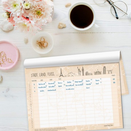 nikima Papeterie A5 Spielblock Stadt Land Fluss Reisespiel Reisespiele Papeterie A5 Pad город загородная игра путешествия по реке игры путешествия