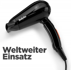 BaByliss Travel dry 2000 Фен  дорожный для путешестий, черный, складной, 2000вт, 300г