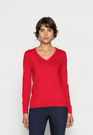 Tommy Hilfiger HERITAGE V NECK Jumper apple red HERITAGE V-NECK Джемперы яблоко красное