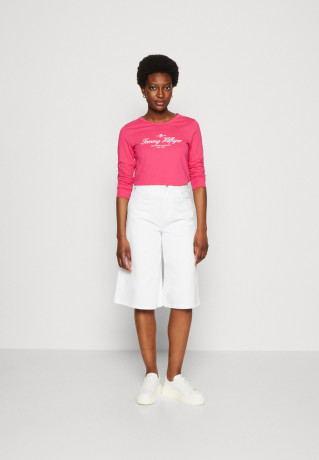 Tommy Hilfiger SLIM SIGNATURE 3/4 Long sleeved top bright cerise pink SLIM SIGNATURE 3/4 Топ с длинными рукавами ярко-вишнево-розовый